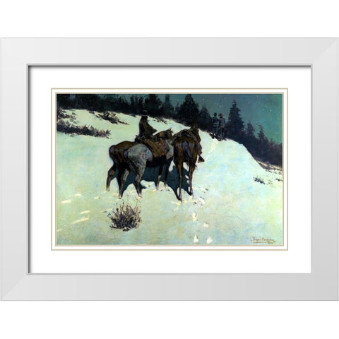 A Reconnaissance White Modern Wood Framed Art Print with Double Matting by Remington, Frederic