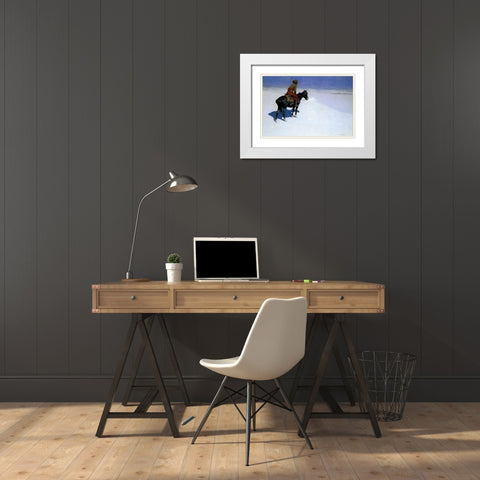 The Scout, Friends or Foes White Modern Wood Framed Art Print with Double Matting by Remington, Frederic