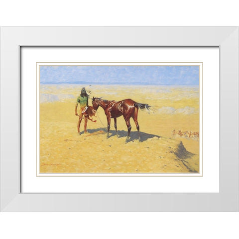 Ridden Down White Modern Wood Framed Art Print with Double Matting by Remington, Frederic