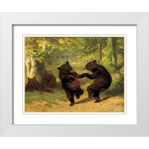 Dancing Bears White Modern Wood Framed Art Print with Double Matting by Beard, William Holbrook