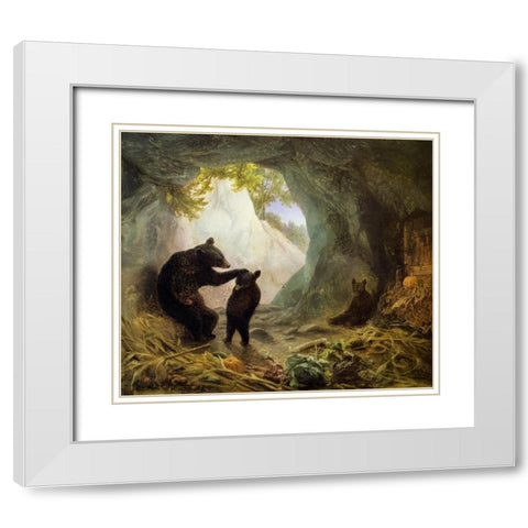 Bear and Cubs White Modern Wood Framed Art Print with Double Matting by Beard, William Holbrook