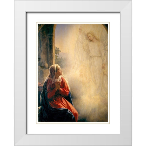 The Annunciation White Modern Wood Framed Art Print with Double Matting by Bloch, Carl