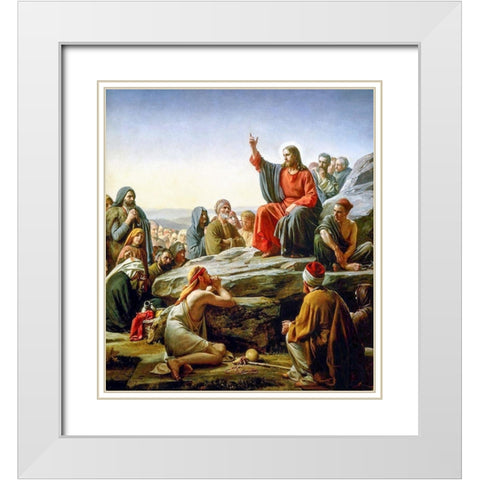 The Sermon on the Mount White Modern Wood Framed Art Print with Double Matting by Bloch, Carl