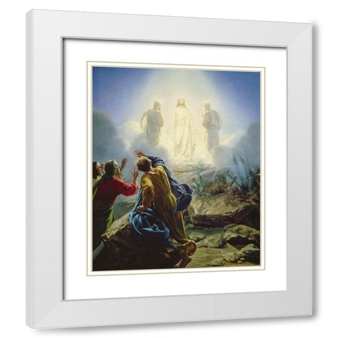 Transfiguration of Jesus White Modern Wood Framed Art Print with Double Matting by Bloch, Carl