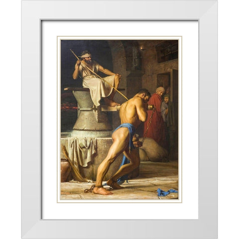 Samson and the Philistines White Modern Wood Framed Art Print with Double Matting by Bloch, Carl