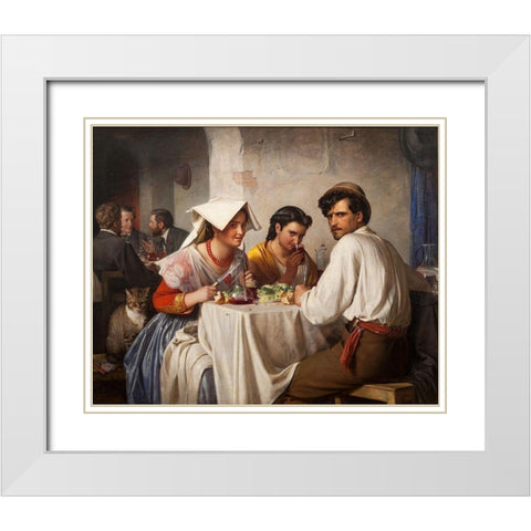 In a Roman Osteria White Modern Wood Framed Art Print with Double Matting by Bloch, Carl