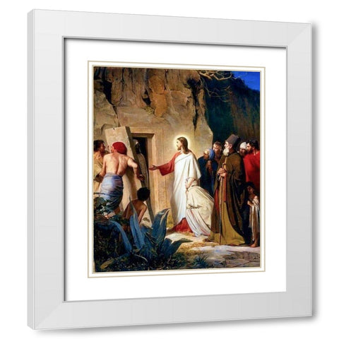 Raising of Lazarus White Modern Wood Framed Art Print with Double Matting by Bloch, Carl