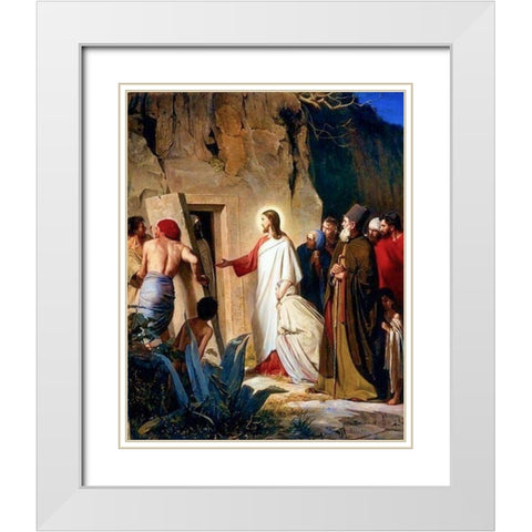 Raising of Lazarus White Modern Wood Framed Art Print with Double Matting by Bloch, Carl