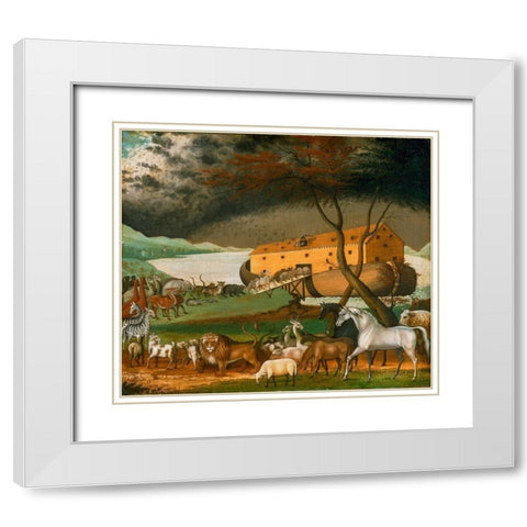 Noahs Ark White Modern Wood Framed Art Print with Double Matting by Hicks, Edward