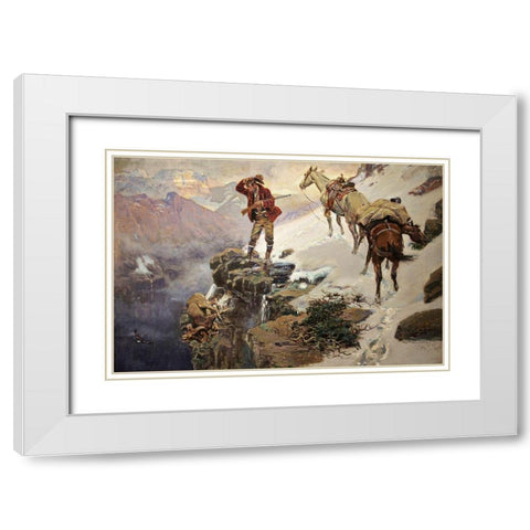Meats Not Meat Til Its In The Pan White Modern Wood Framed Art Print with Double Matting by Russell, Charles Marion