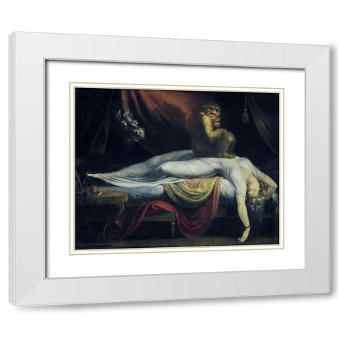 The Nightmare White Modern Wood Framed Art Print with Double Matting by Fuseli, Henry