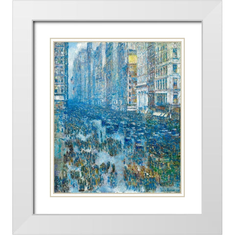 Fifth Avenue, 1919 White Modern Wood Framed Art Print with Double Matting by Hassam, Childe