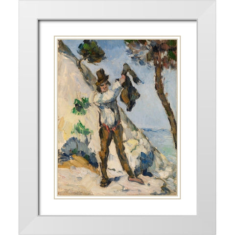 Man with a Vest White Modern Wood Framed Art Print with Double Matting by Cezanne, Paul