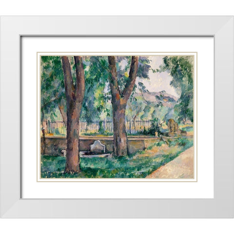 The Pool at Jas de Bouffan White Modern Wood Framed Art Print with Double Matting by Cezanne, Paul