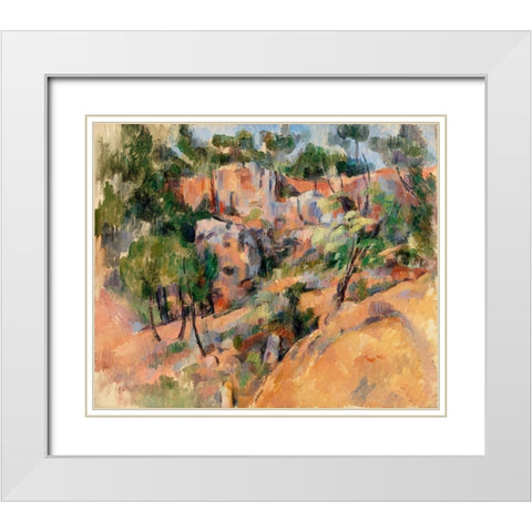 Bibémus Quarry White Modern Wood Framed Art Print with Double Matting by Cezanne, Paul