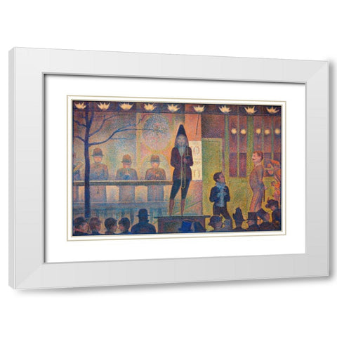 Circus Sideshow White Modern Wood Framed Art Print with Double Matting by Seurat, Georges