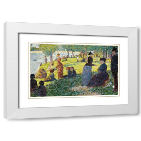 Oil Sketch for La Grande Jatte White Modern Wood Framed Art Print with Double Matting by Seurat, Georges