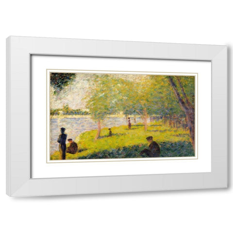 Study for a Sunday on La Grande Jatte White Modern Wood Framed Art Print with Double Matting by Seurat, Georges