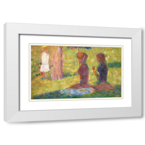 La Grande Jatte White Modern Wood Framed Art Print with Double Matting by Seurat, Georges