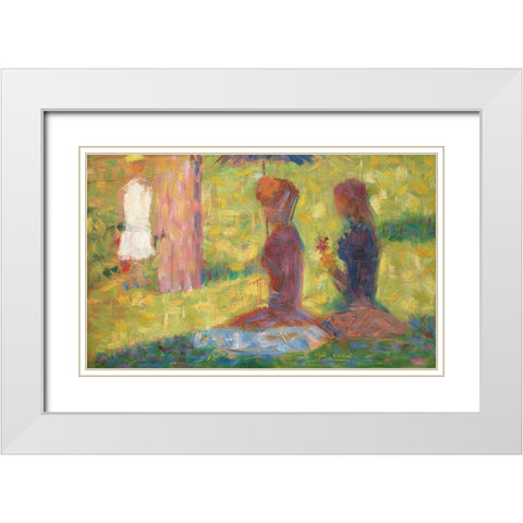 La Grande Jatte White Modern Wood Framed Art Print with Double Matting by Seurat, Georges