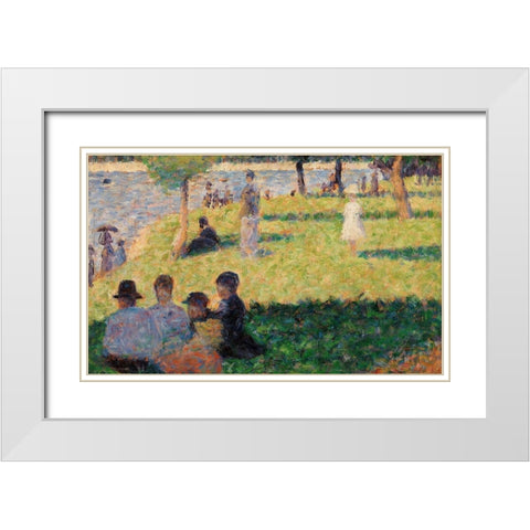 Group of Figures White Modern Wood Framed Art Print with Double Matting by Seurat, Georges