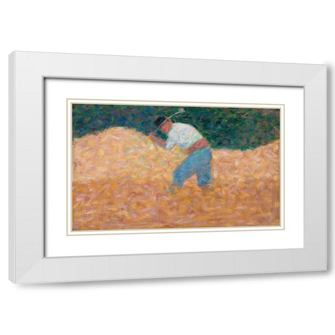 The Stone Breaker White Modern Wood Framed Art Print with Double Matting by Seurat, Georges