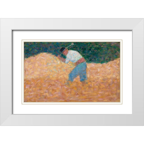 The Stone Breaker White Modern Wood Framed Art Print with Double Matting by Seurat, Georges