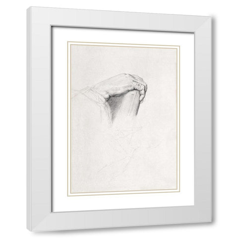 The Hand of Poussin, After Ingres  White Modern Wood Framed Art Print with Double Matting by Seurat, Georges