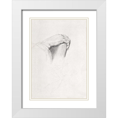 The Hand of Poussin, After Ingres  White Modern Wood Framed Art Print with Double Matting by Seurat, Georges
