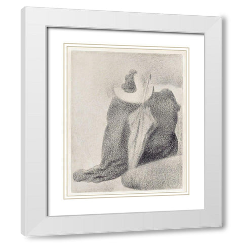Still Life With Hat, Parasol, and Clothes on a Chair White Modern Wood Framed Art Print with Double Matting by Seurat, Georges
