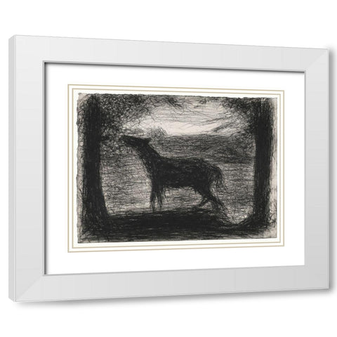 Foal, Le Poulain White Modern Wood Framed Art Print with Double Matting by Seurat, Georges