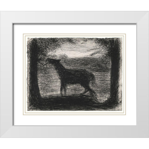 Foal, Le Poulain White Modern Wood Framed Art Print with Double Matting by Seurat, Georges