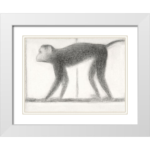 Monkey White Modern Wood Framed Art Print with Double Matting by Seurat, Georges