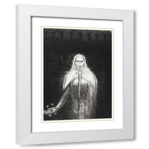 And He Had in His Right Hand Seven Stars, and Out of His Mouth Went a Sharp Two-Edged Sword White Modern Wood Framed Art Print with Double Matting by Redon, Odilon