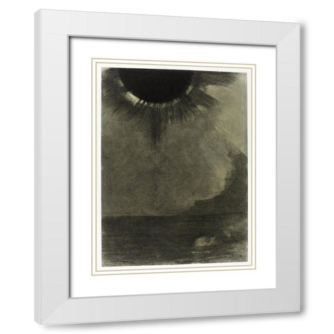 The Walleye White Modern Wood Framed Art Print with Double Matting by Redon, Odilon