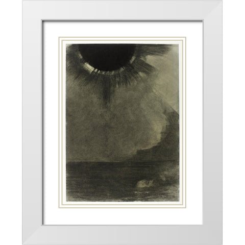 The Walleye White Modern Wood Framed Art Print with Double Matting by Redon, Odilon