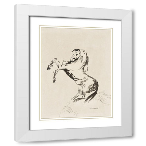 Jumping Horse on Clouds (Pegasus) White Modern Wood Framed Art Print with Double Matting by Redon, Odilon