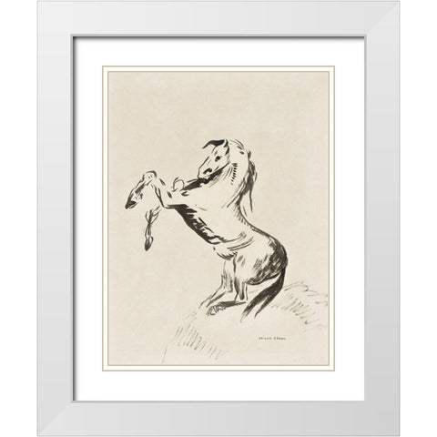 Jumping Horse on Clouds (Pegasus) White Modern Wood Framed Art Print with Double Matting by Redon, Odilon
