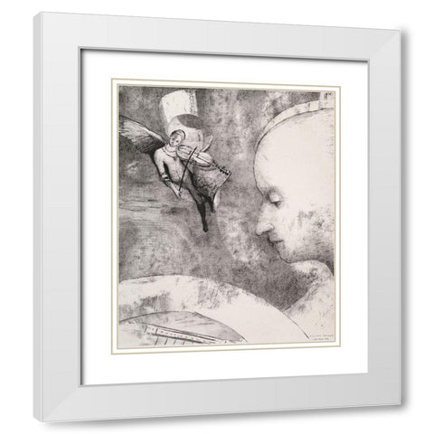 The Celestial Art White Modern Wood Framed Art Print with Double Matting by Redon, Odilon