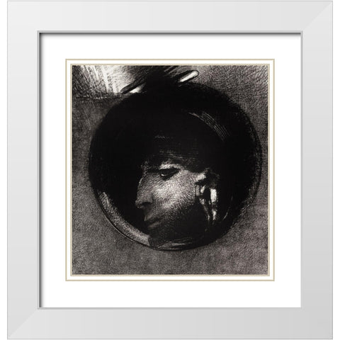 Auricular Cell White Modern Wood Framed Art Print with Double Matting by Redon, Odilon