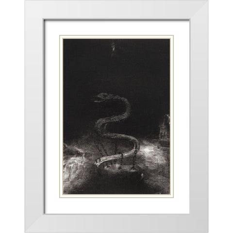 And Bound Him a Thousand Years White Modern Wood Framed Art Print with Double Matting by Redon, Odilon