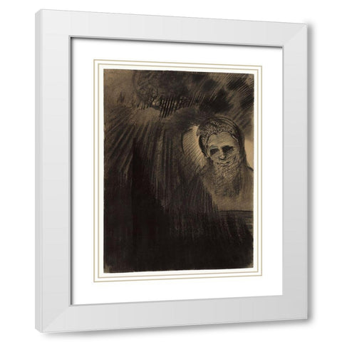 Apparition White Modern Wood Framed Art Print with Double Matting by Redon, Odilon