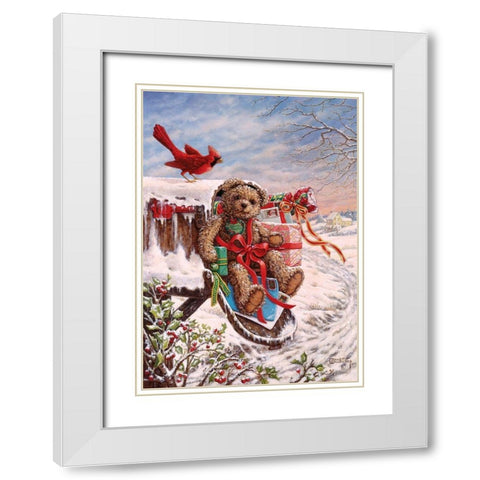 Christmas Delivery White Modern Wood Framed Art Print with Double Matting by Kruskamp, Janet