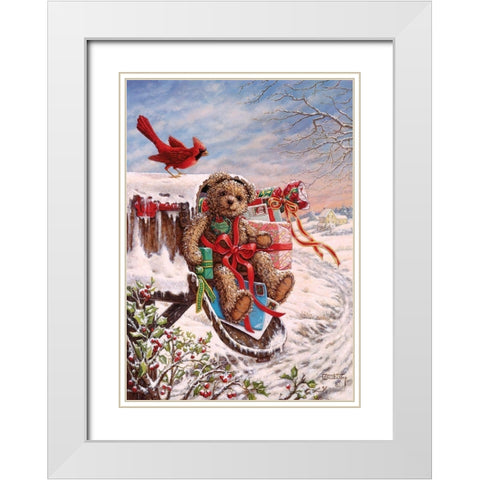 Christmas Delivery White Modern Wood Framed Art Print with Double Matting by Kruskamp, Janet