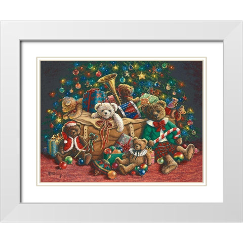 Teddy Bear Christmas White Modern Wood Framed Art Print with Double Matting by Kruskamp, Janet