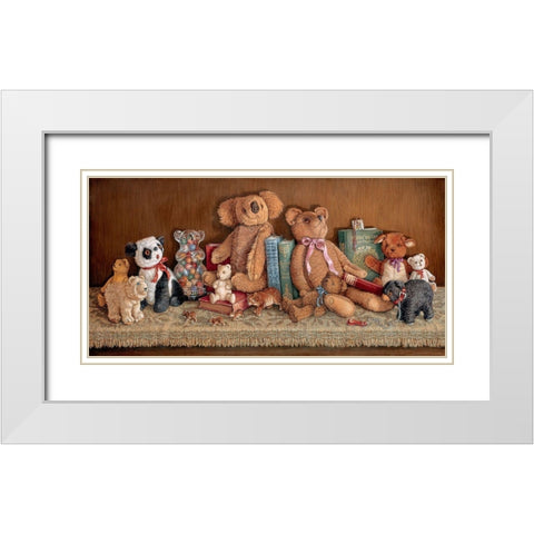 Teddy Bear Collection White Modern Wood Framed Art Print with Double Matting by Kruskamp, Janet