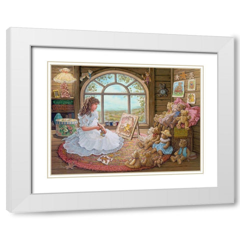 Jenny Paints Her Bears White Modern Wood Framed Art Print with Double Matting by Kruskamp, Janet