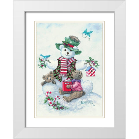 Snowman Teddy Bear I White Modern Wood Framed Art Print with Double Matting by Kruskamp, Janet