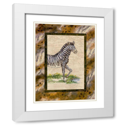 Zebra White Modern Wood Framed Art Print with Double Matting by Kruskamp, Janet