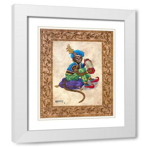 Monkey With Concertina White Modern Wood Framed Art Print with Double Matting by Kruskamp, Janet